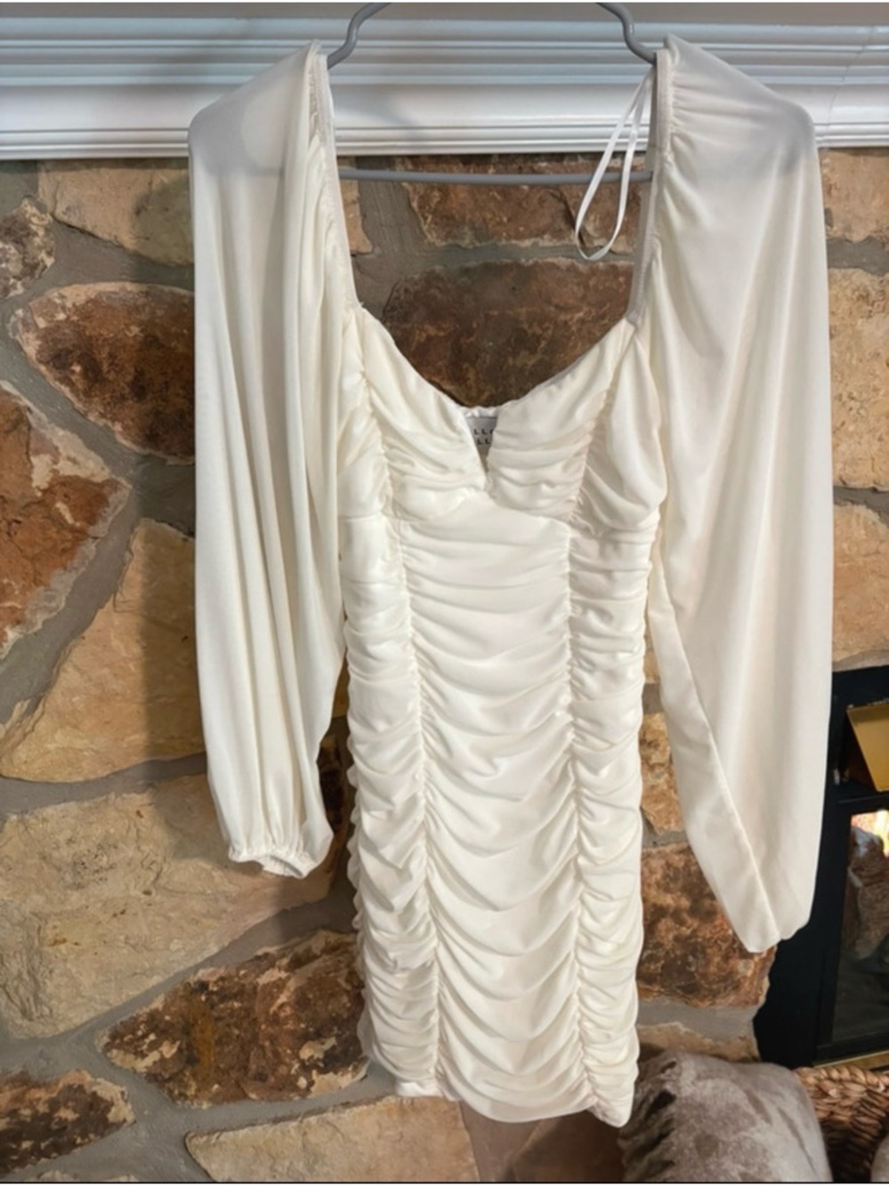 Hello Molly White Ruched Mini Dress